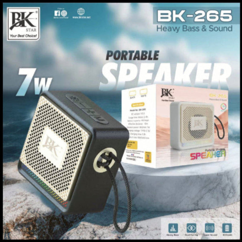 “BK Star BK-265 portable wireless Bluetooth speaker with 7W output and heavy bass”