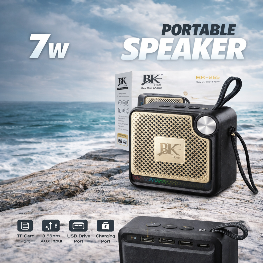 “BK Star BK-265 portable wireless Bluetooth speaker with 7W output and heavy bass”